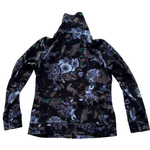 Style & Co Sport Floral Patterned Zip-Up Velour Jacket with High Collar & Gold Z - Picture 2 of 10
